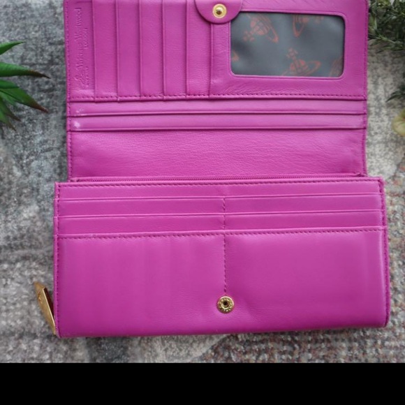 VINTAGE Vivienne Westwood Wallet Purse Long Wallet Orb Pink Woman Authentic Used - Picture 4 of 11